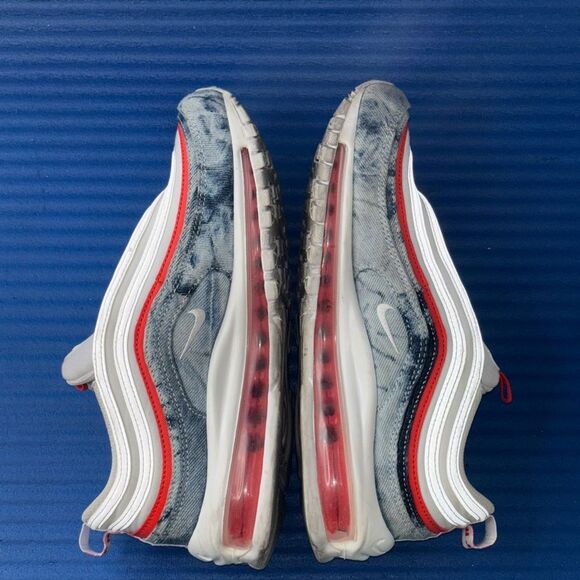 Size 9- Women's Nike Air Max 97 Washed Denim Blue White Red Sneakers DV2180-900 - Picture 6 of 8